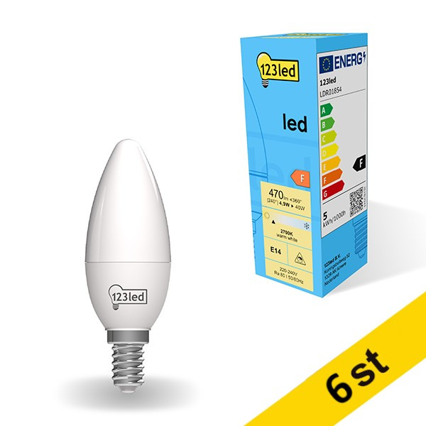 LED lampa E14 | C35 frostad | 2700K | 4.9W (40W) [123ink] 6st LDR01855 - 1