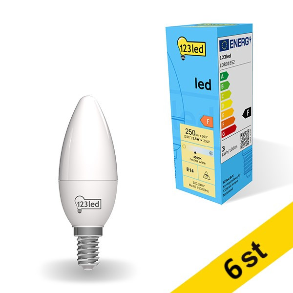 LED lampa E14 | C35 frostad | 4000K | 2.5W (25W) [123ink] 6st LDR01853 - 1