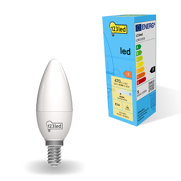 LED lampa E14 | C35 frostad | 4000K | 4.9W (40W) [123ink]⭐ LDR01856 - 1