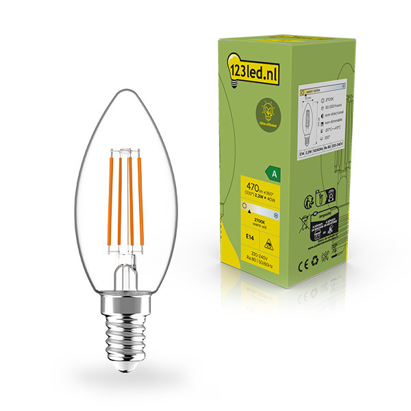 LED lampa E14 | C35 klar | 2700K | 2,2W (40W) [123ink] LDR02392 - 1