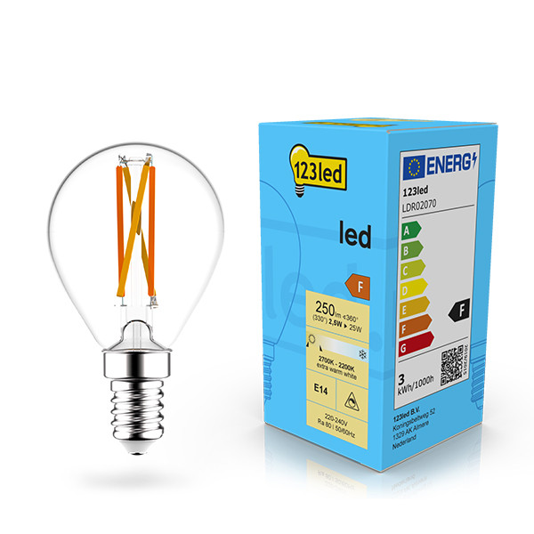 LED lampa E14 | P45 | 2200-2700K | 2.5W (25W) [123ink] LDR02070 - 1