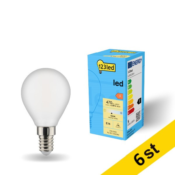 LED lampa E14 | P45 | frostad | 4000K | 4.5W | dimbar 6st [123ink] LDR01915 - 1