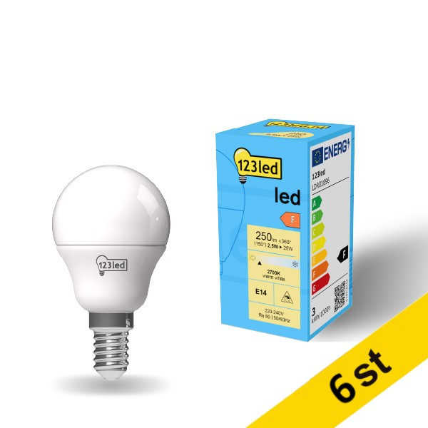 LED lampa E14 | P45 frostad | 2700K | 2.5W (25W) [123ink] 6st LDR01897 - 1