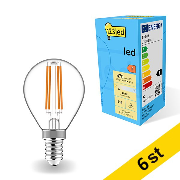 LED lampa E14 | P45 klar | 2700K | 4.5W (40W) [123ink] 6st LDR01887 - 1