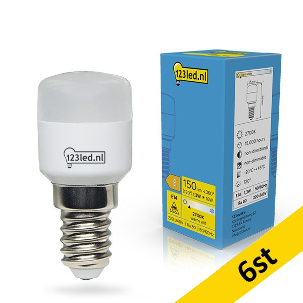 LED lampa E14 | T26 matt | 2700K | 1.3W (16W) [123ink] 6st LDR02367 - 1