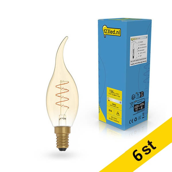 LED lampa E14 dimbar | C35T | 1800K | 2.5W (15W) [123ink] 6st LDR02225 - 1