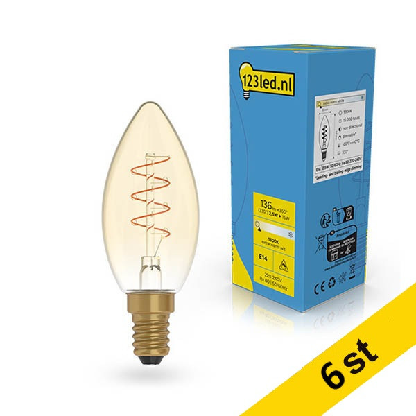 LED lampa E14 dimbar | C35 | 1800K | 2.5W (15W) [123ink] 6st LDR02223 - 1