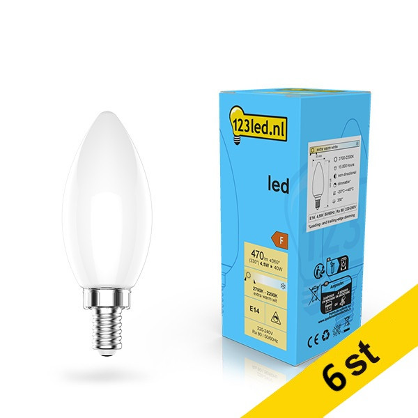 LED lampa E14 dimbar | C35 matt | 2200-2700K | 4.5W (40W) [123ink] 6st LDR02081 - 1