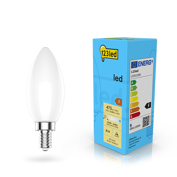 LED lampa E14 dimbar | C35 matt | 2200-2700K | 4.5W (40W) [123ink] LDR02080 - 1