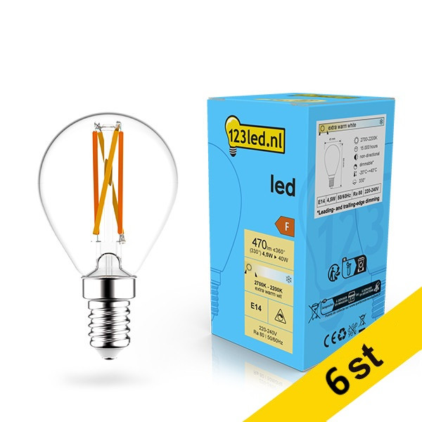 LED lampa E14 dimbar | P45 | 2200-2700K | 4.5W (40W) [123ink] 6st LDR02077 - 1