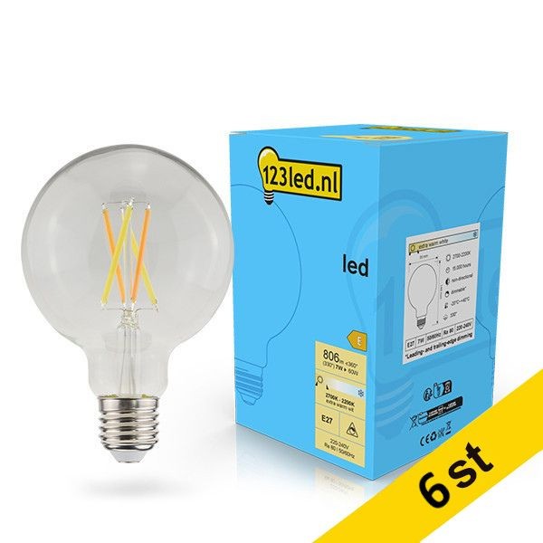 LED lampa E27 dimbar | G95 | 2200-2700K | 7W (60W) [123ink] 6st LDR02103 - 1