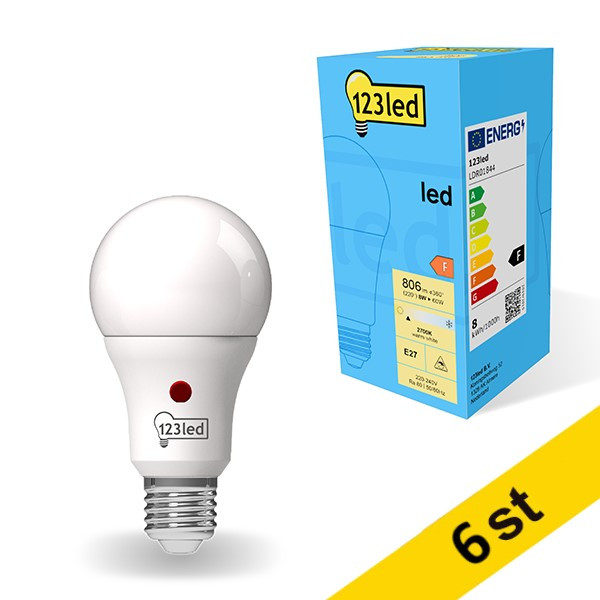 LED lampa E27 | A60 | dag-natt-sensor | 2700K | 8W 6st [123ink]  LDR01845 - 1