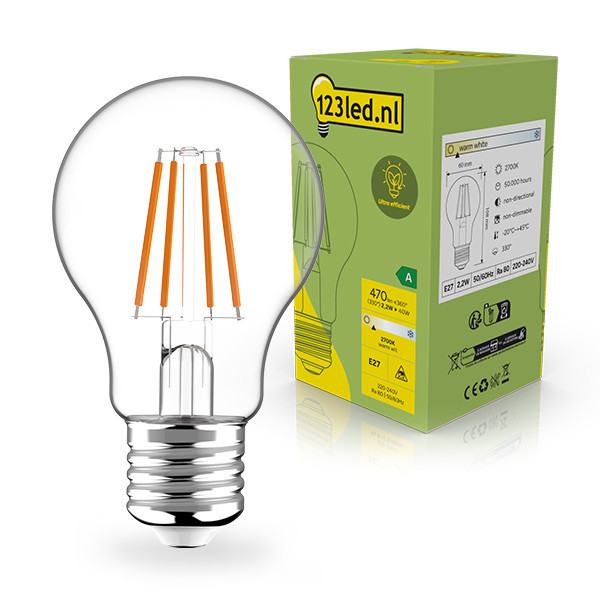 LED lampa E27 | A60 klar | 2700K | 2,2W (40W) [123ink] LDR02398 - 1
