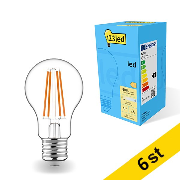 LED lampa E27 | A60 klar | 7W (60W) [123ink] 6st LDR01791 - 1