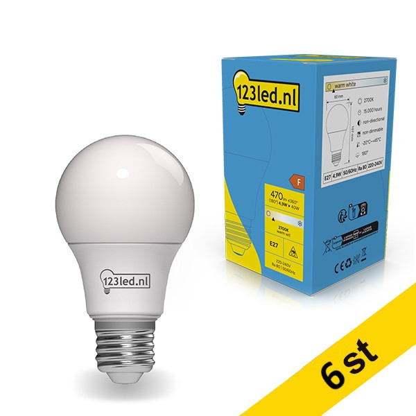LED lampa E27 | A60 matt | 2700K | 4.5W (40W) [123ink] 6st LDR01761 - 1