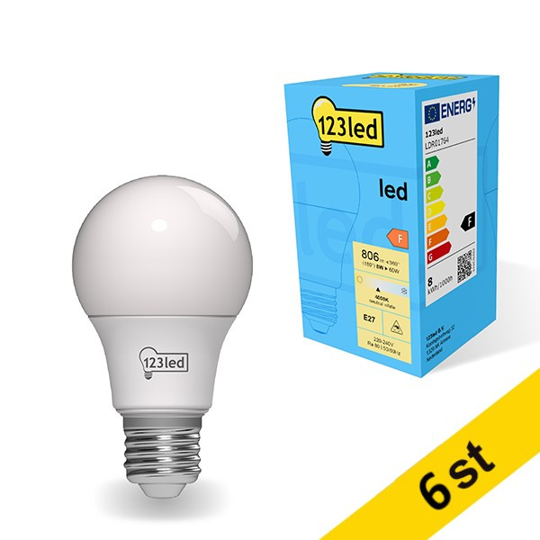 LED lampa E27 | A60 matt | 4000K | 8W (60W) [123ink] 6st LDR01765 - 1