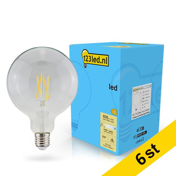 LED lampa E27 | G125 | 2200-2700K | 7W (60W) | dimbar [123ink] 6st LDR02109 - 1