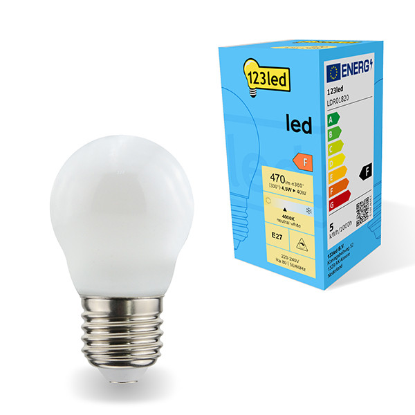 LED lampa E27 | G45| 4000K | 4.5W | dimbar [123ink]  LDR01820 - 1