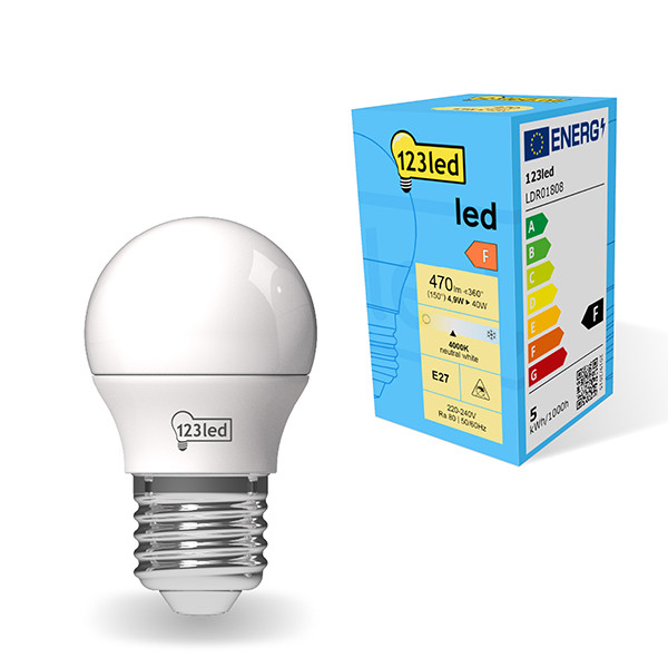 LED lampa E27 | G45 | frostad | 4000K | 4.9W [123ink]  LDR01808 - 1