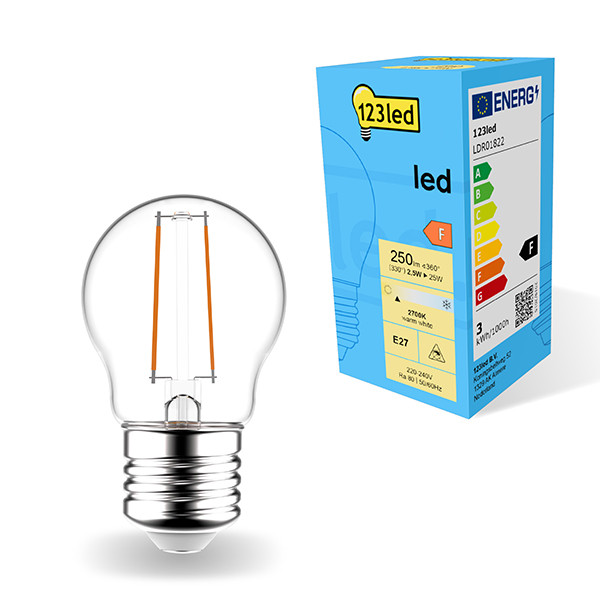 LED lampa E27 | G45 klar | 2.5W (25W) [123ink] LDR01822 - 1