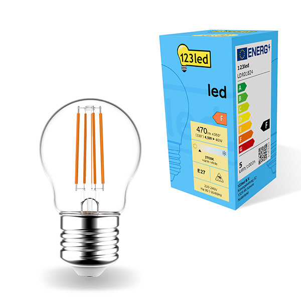 LED lampa E27 | G45 klar | 4.5W (40W) [123ink] LDR01824 - 1