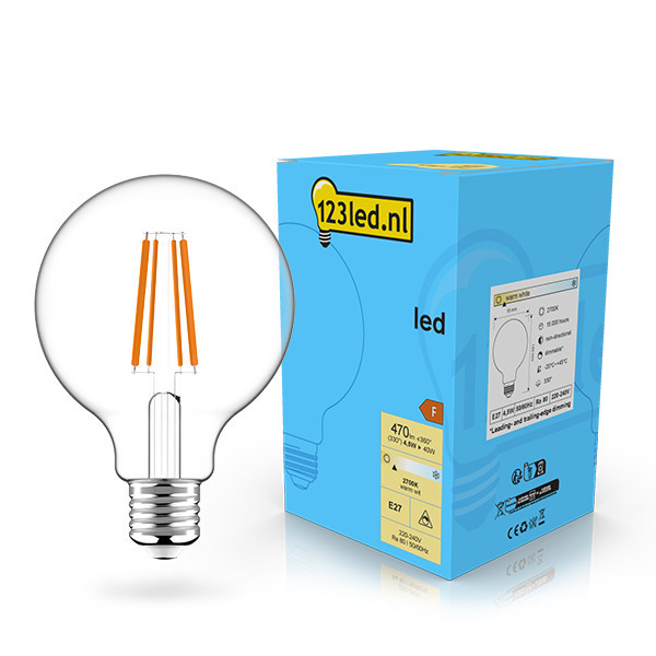 LED lampa E27 | G95 | 2700K | 4.5W (40W) | dimbar [123ink] LDR02094 - 1