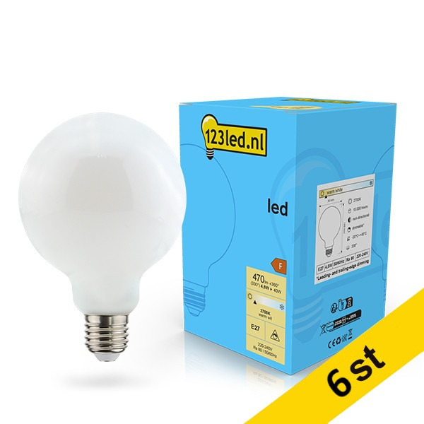 LED lampa E27 | G95 matt | 2700K | 4.5W (40W) | dimbar [123ink] 6st LDR02097 - 1