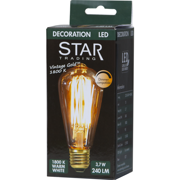 LED lampa E27 | ST64 | 3.7W | dimbar [Star Trading] 354-70 361893 - 5