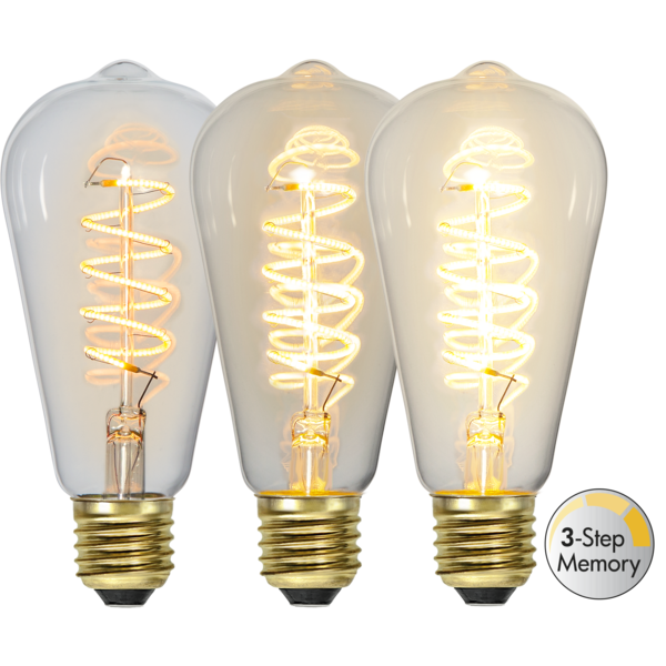 LED lampa E27 | ST64 | 4W | 3-stegs dimbar (memory) [Star Trading] 354-90-1 361887 - 1