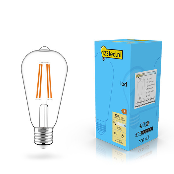 LED lampa E27 | ST64 klar | 2700K | 4.5W (40W) | dimbar [123ink] LDR02110 - 1
