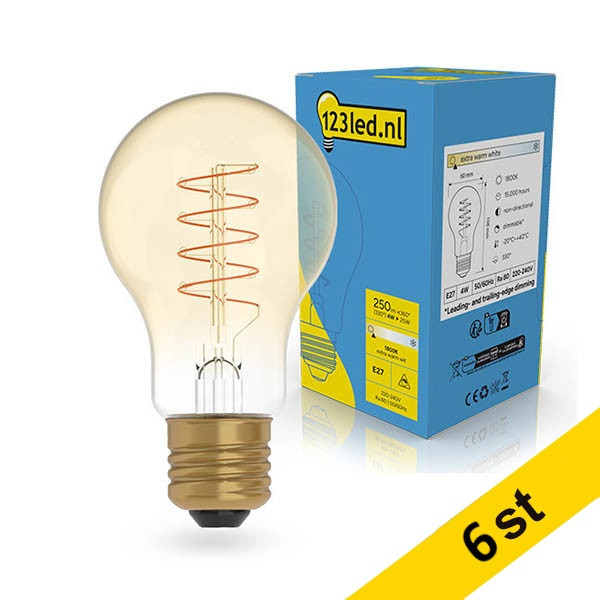 LED lampa E27 dimbar | A60 klar | 1800K | 4W (25W) [123ink] 6st LDR02231 - 1