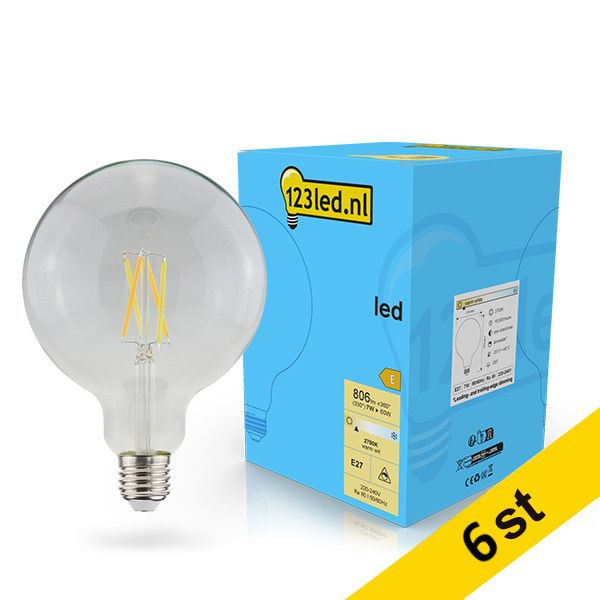 LED lampa E27 dimbar | G125 | 2700K | 7W (60W) [123ink] 6st LDR02105 - 1