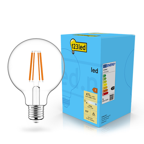 LED lampa E27 dimbar | G95 klar | 2700K | 4.5W (40W) [123ink] LDR02094 - 1