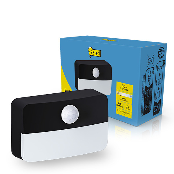 LED nattlampa | sensor | batteridriven | rektangel | svart [123ink] LDR02217 - 1