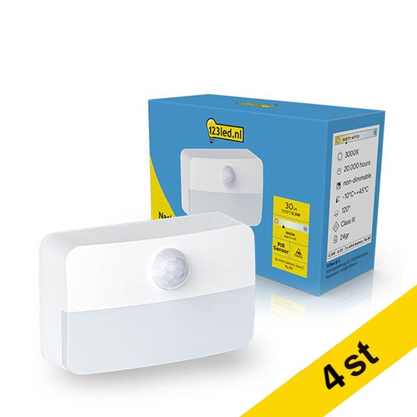 LED nattlampa | sensor | batteridriven | rektangel | vit [123ink] 4st LDR02216 - 1