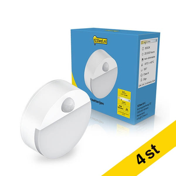LED nattlampa | sensor | batteridriven | rund | vit [123ink] 4st LDR02212 - 1