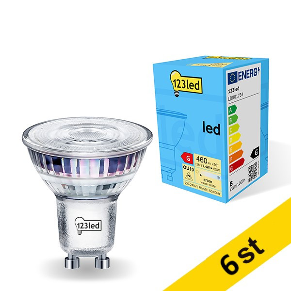 LED spotlight GU10 dimbar | 2700K | 7.4W (65W) [123ink] 6st LDR01735 - 1