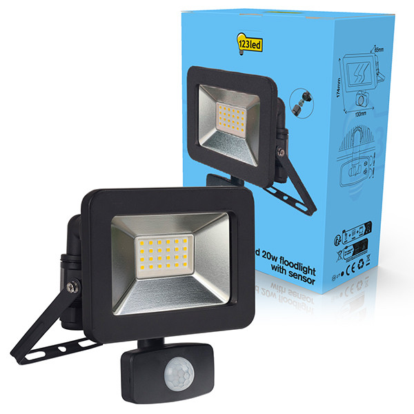 LED strålkastare med sensor 20W | 6000K | 2200lm | IP65 [123ink] 0310713L123 LDR01989 - 1