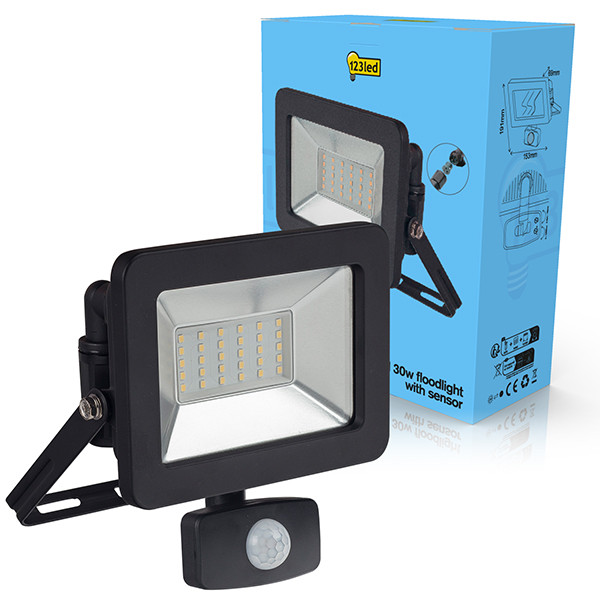 LED strålkastare med sensor 30W | 6000K | 3300lm | IP65 [123ink]⭐ 0310715L123 LDR01991 - 1