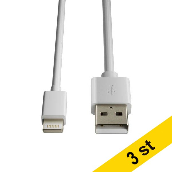 Laddningskabel 1m | Lightning till USB-A | 123ink | vit 3st 302472 - 1
