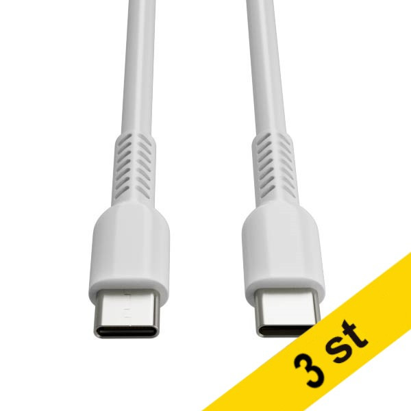 Laddningskabel 2m | USB-C till USB-C | 123ink | vit 3st 302626 - 1