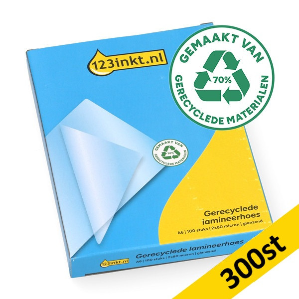 Lamineringsfickor återvunna A6 80 mik. | blank | 123ink 300st 303178 - 1
