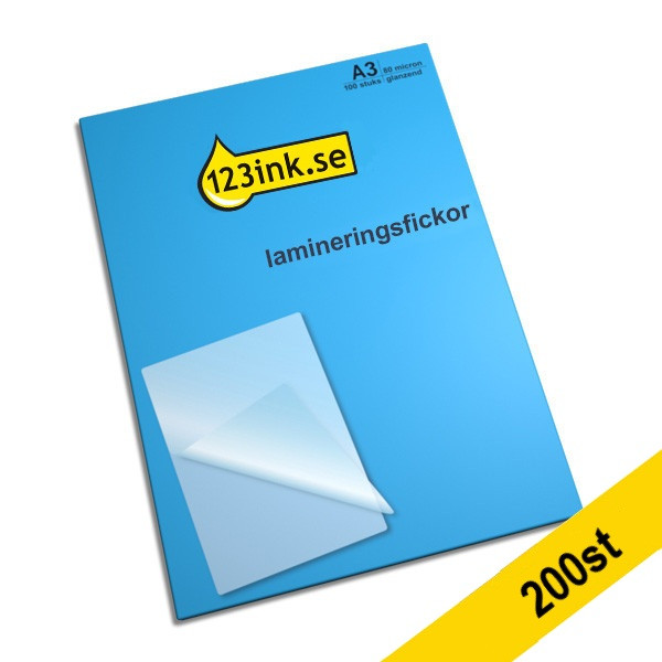 Lamineringsfickor A3 80 mik. | blank | 123ink 200st 301602 - 1