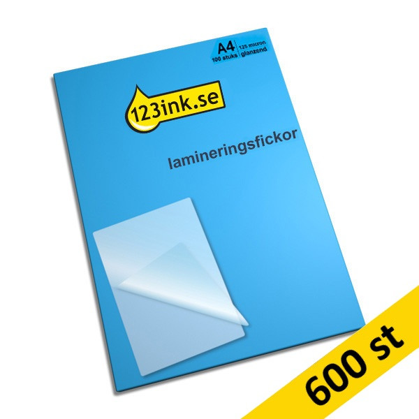 Lamineringsfickor A4 125 mik. | blank | 123ink 600st 301381 - 1