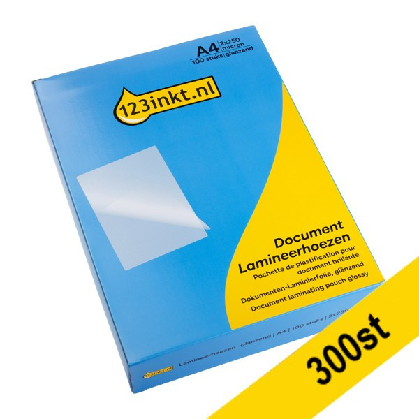 Lamineringsfickor A4 250 mik. | blank | 123ink 300st 302931 - 1