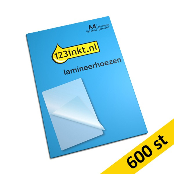 Lamineringsfickor A4 80 mik. | blank | 123ink 600st 301380 - 1