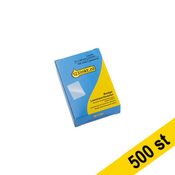 Lamineringsfickor badge (67 x 99mm) 125 mik. | blank | 123ink 500st 303149 Lamineringsfickor badge (67 x 99mm) 125 mik. | blank | 123ink 500st 303149 - 1