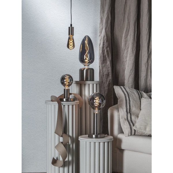 Lampfot E27 Glans | 10cm | borstat stål [Star Trading] 297-75 502100 - 3