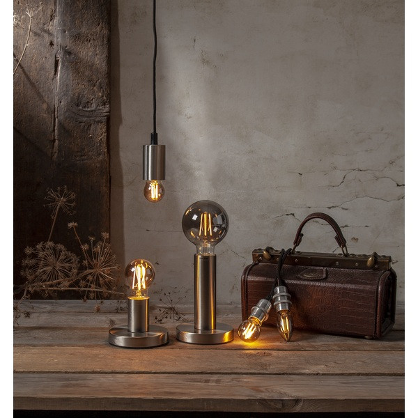 Lampfot E27 Glans | 17cm | borstat stål [Star Trading] 297-15 502095 - 6