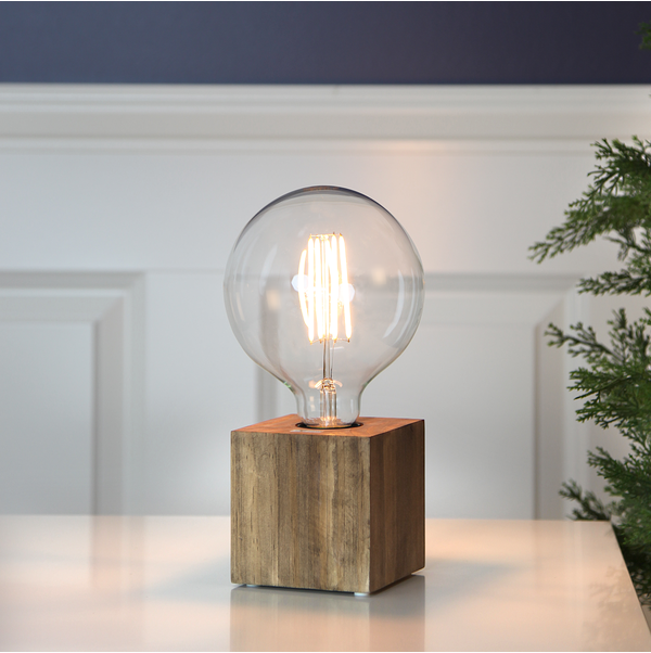 Lampfot Kub E27 | 9cm | brun [Star Trading] 296-31-1 361977 - 2